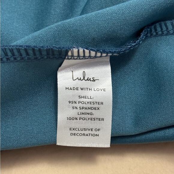 NWT Lulu's Aysmmetrical Teal Sheath Dress Size Small - Picture 5 of 7